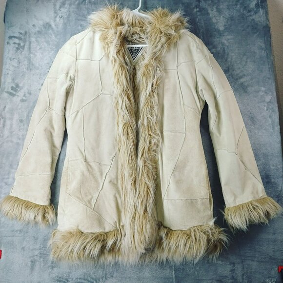 Marvin Richards Jackets & Blazers - Marvin Richards Womens Penny Lane Genuine Leather Faux Fur Trim Coat Small(flaw)